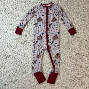 Kids Mighty Mav Apparel Wizard Bamboo Zippy Pajamas Footie 3T gray maroon
